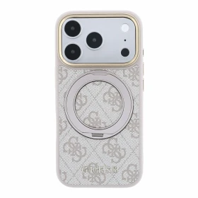 Guess PU 4G Ring Stand MagSafe Zadní Kryt pro iPhone 18 Pro Max Pink