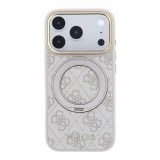 Guess PU 4G Ring Stand MagSafe Zadní Kryt pro iPhone 18 Pro Pink