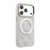 Guess PU 4G Ring Stand MagSafe Zadní Kryt pro iPhone 18 Pro Pink