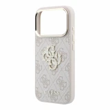 Guess PU 4G Strass Metal Logo Zadní Kryt pro iPhone 18 Pro Max Pink