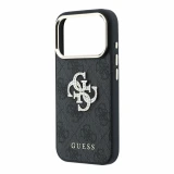 Guess PU 4G Strass Metal Logo Zadní Kryt pro iPhone 18 Pro Black