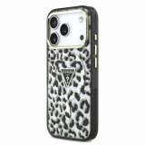 Guess IML Glitter Leopard Triangle Logo MagSafe Zadní Kryt pro iPhone 18 Pro Max Black