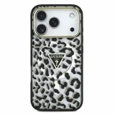Guess IML Glitter Leopard Triangle Logo MagSafe Zadní Kryt pro iPhone 18 Pro Black