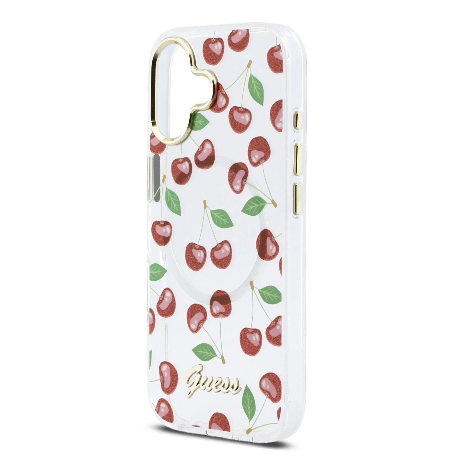 Guess IML Glitter Cherry MagSafe Zadní Kryt pro iPhone 17