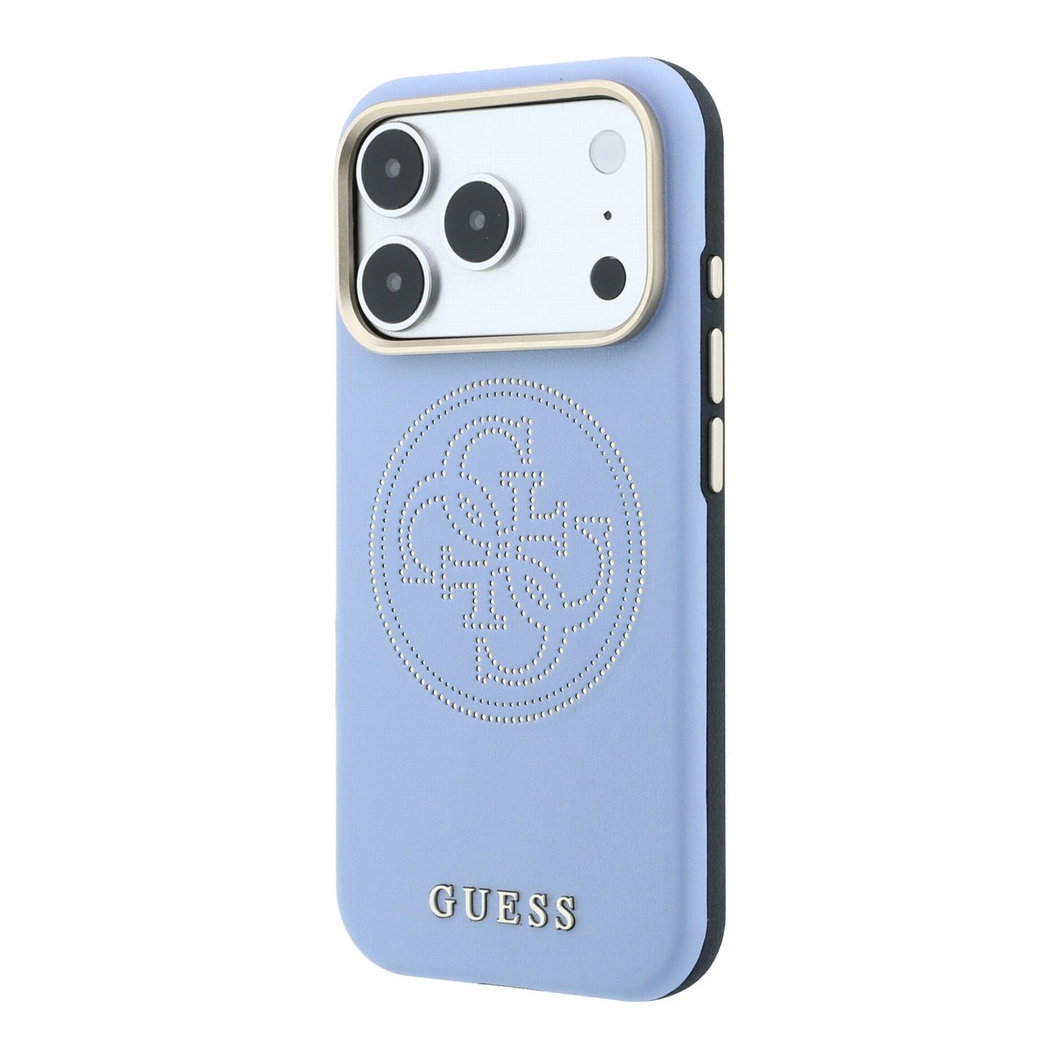 Guess PU Semi Wrap Perforated 4G Logo MagSafe Zadní Kryt pro iPhone 18 Pro Max Blue
