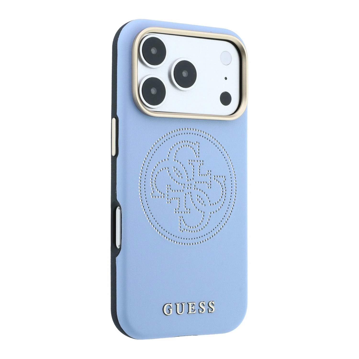 Guess PU Semi Wrap Perforated 4G Logo MagSafe Zadní Kryt pro iPhone 18 Pro Max Blue