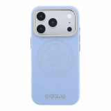 Guess PU Semi Wrap Perforated 4G Logo MagSafe Zadní Kryt pro iPhone 18 Pro Blue