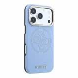 Guess PU Semi Wrap Perforated 4G Logo MagSafe Zadní Kryt pro iPhone 18 Pro Blue