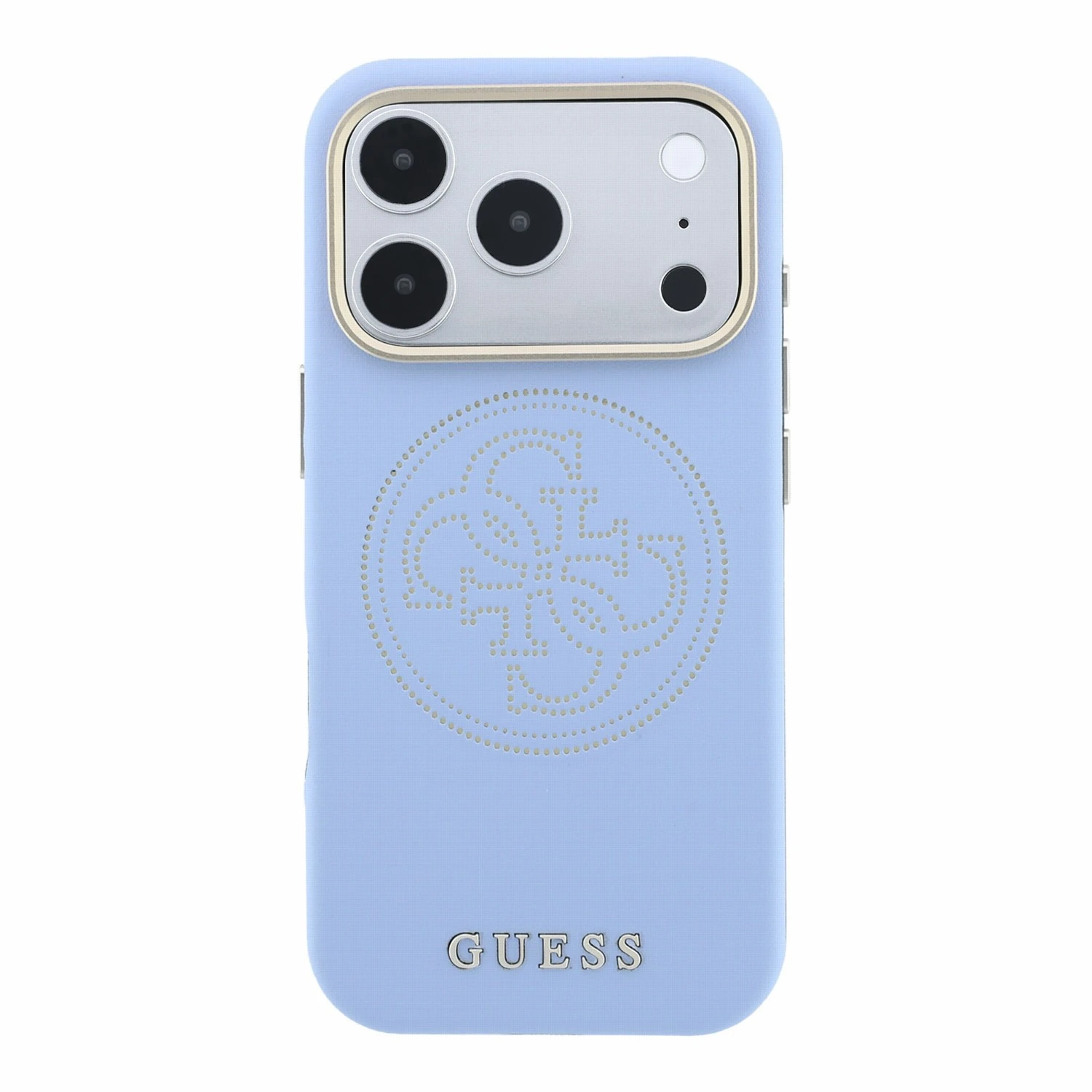 Guess PU Semi Wrap Perforated 4G Logo MagSafe Zadní Kryt pro iPhone 18 Pro Blue