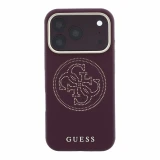 Guess PU Semi Wrap Perforated 4G Logo MagSafe Zadní Kryt pro iPhone 18 Pro Max Burgundy