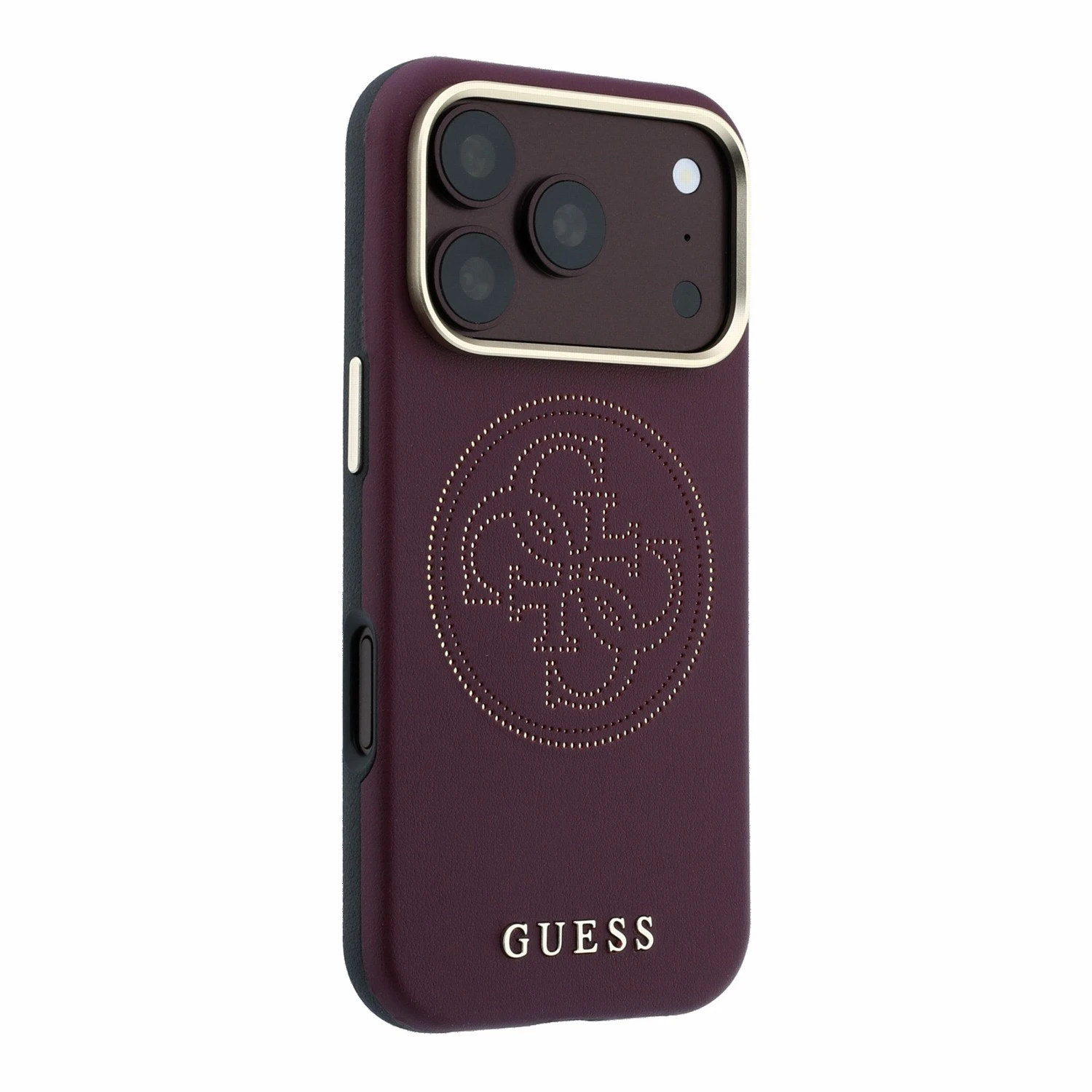 Guess PU Semi Wrap Perforated 4G Logo MagSafe Zadní Kryt pro iPhone 18 Pro Max Burgundy