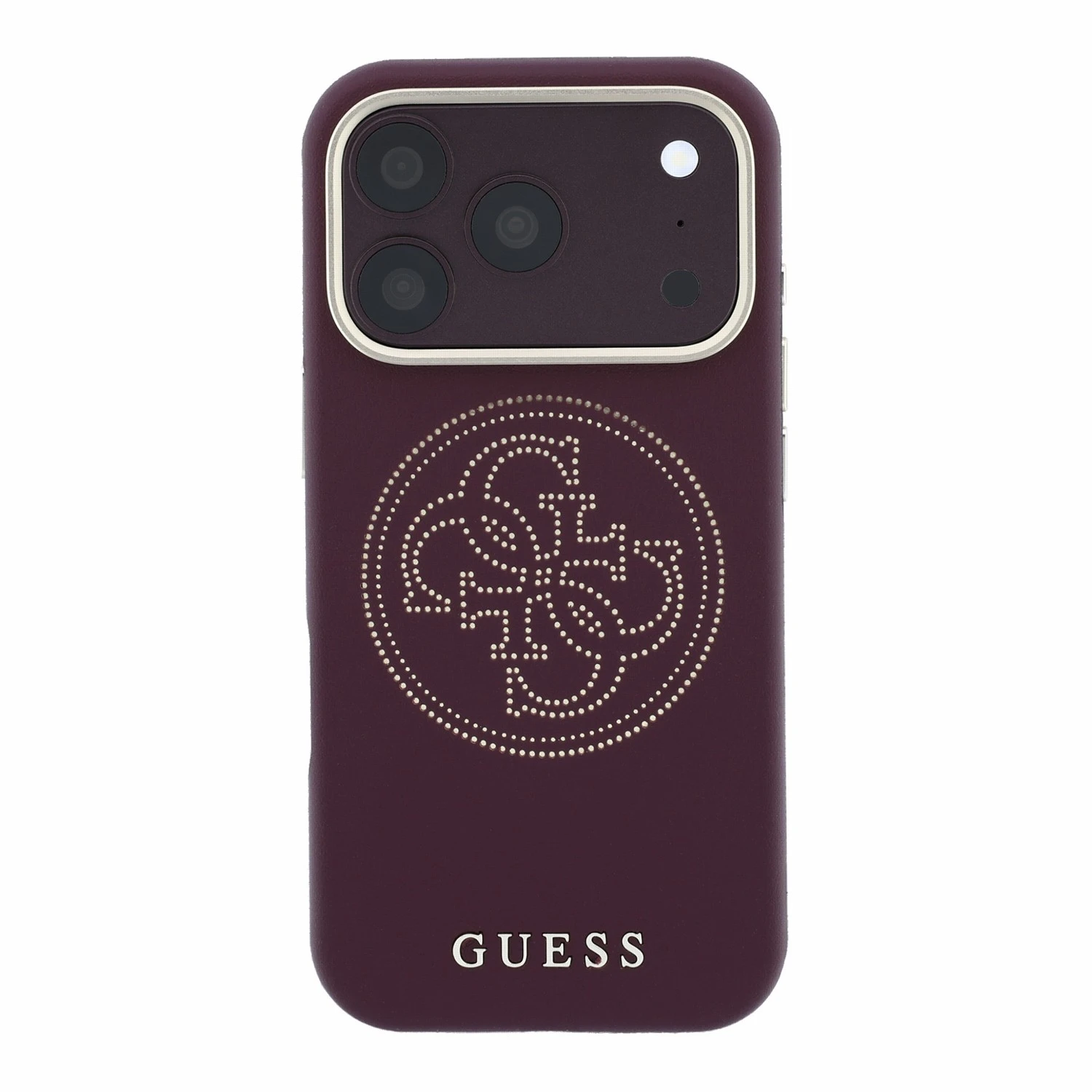 Guess PU Semi Wrap Perforated 4G Logo MagSafe Zadní Kryt pro iPhone 18 Pro Burgundy