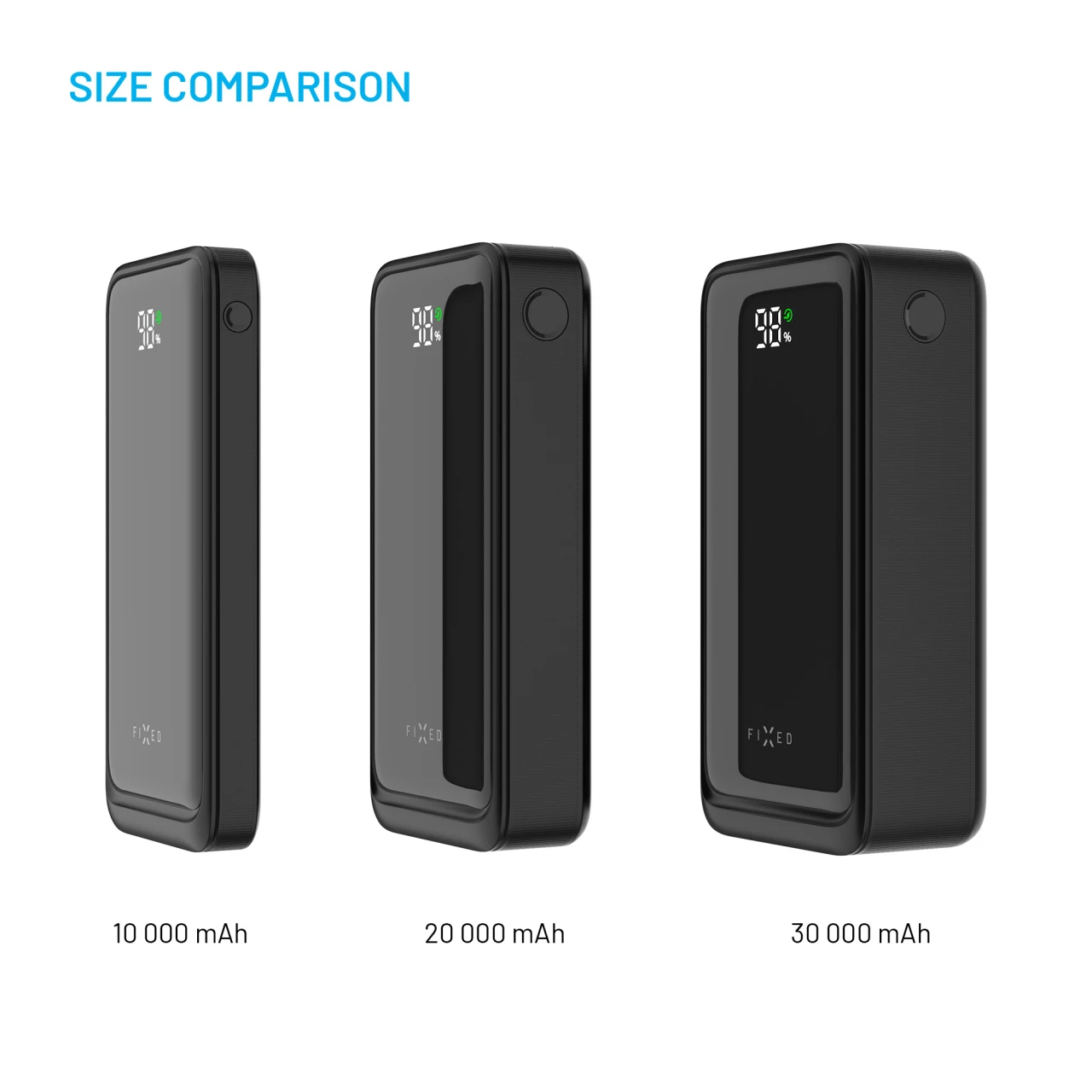Powerbanka FIXED Zen2 30 s LCD displejem a výstupem PD 20W, 30 000 mAh, černá