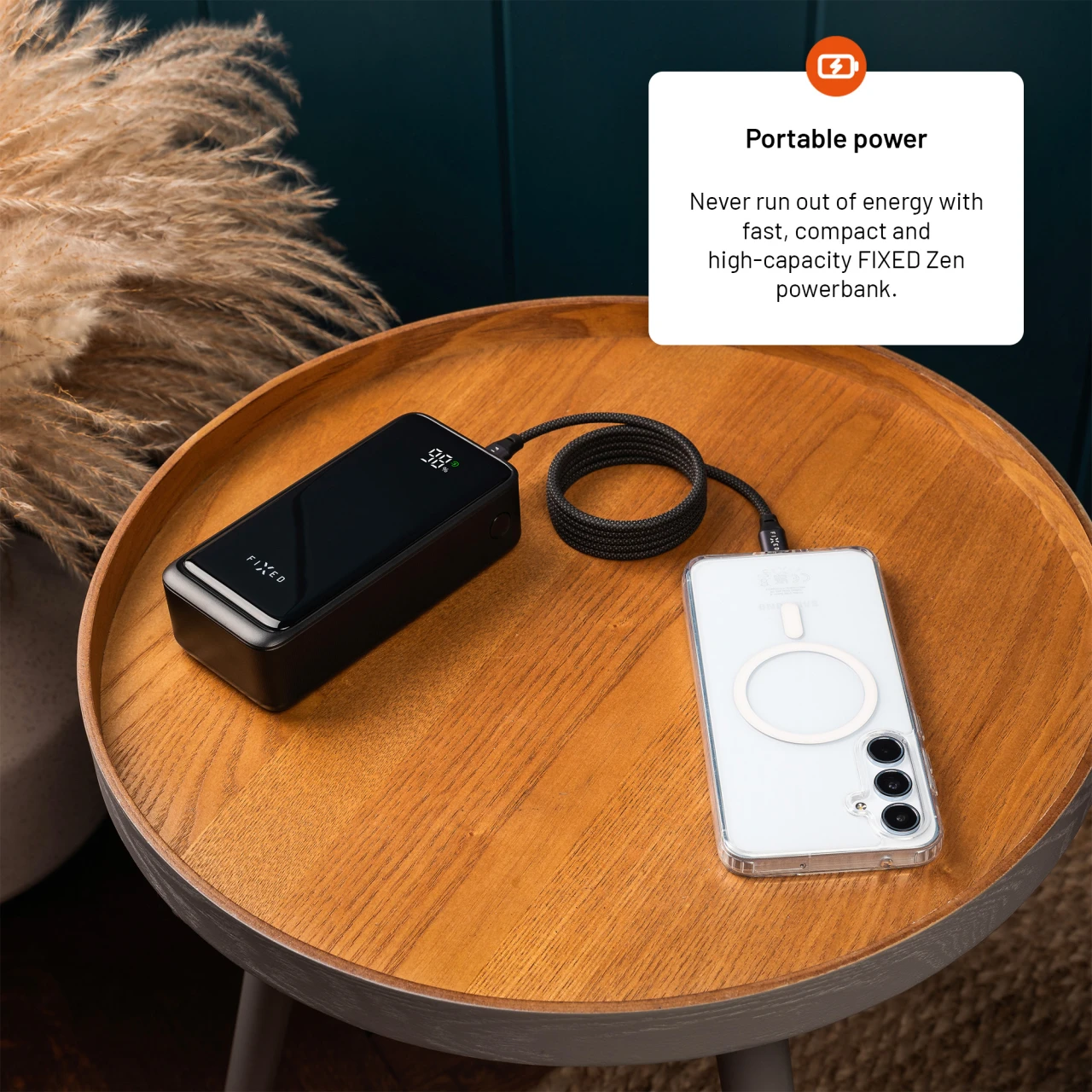 Powerbanka FIXED Zen2 30 s LCD displejem a výstupem PD 20W, 30 000 mAh, černá