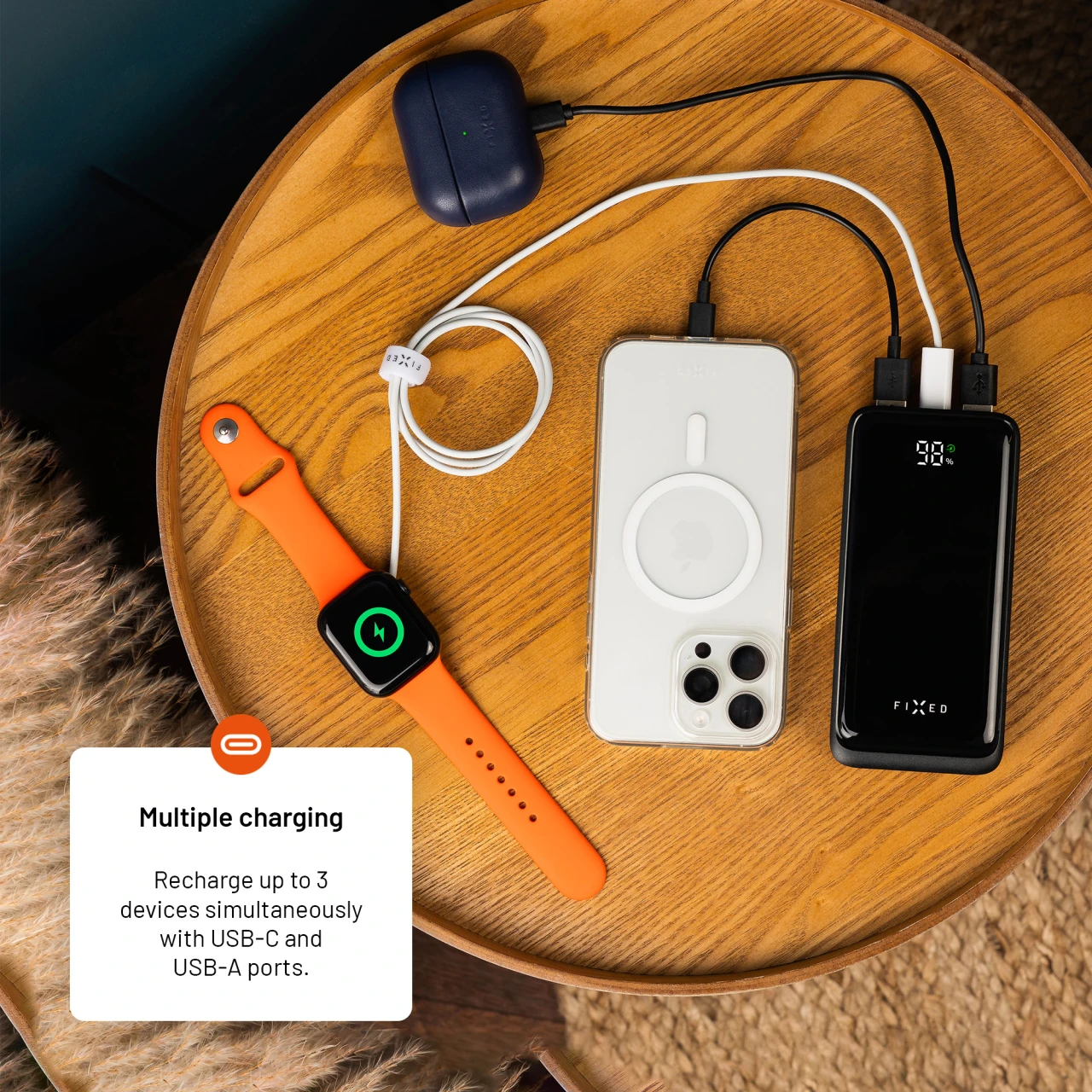 Powerbanka FIXED Zen2 30 s LCD displejem a výstupem PD 20W, 30 000 mAh, černá