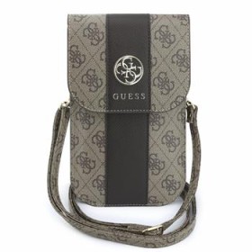 Guess PU 4G Stripe Metal Logo Taška na Telefon Brown