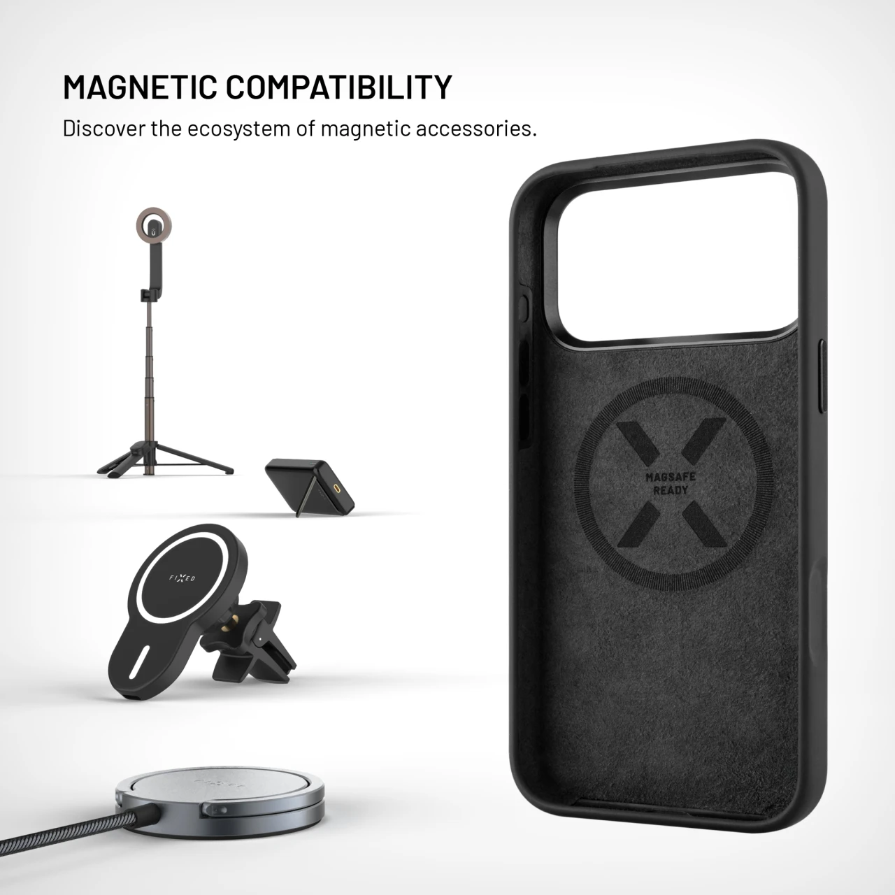 Zadní kryt FIXED MagFlow s podporou MagSafe pro Apple iPhone 18 Pro Max/17 Pro Max, černá