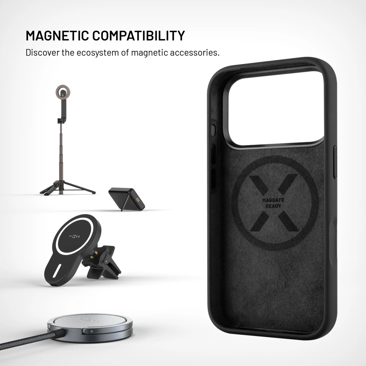 Zadní kryt FIXED MagFlow s podporou MagSafe pro Apple iPhone 18 Pro/17 Pro, černá