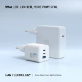 Síťová GaN nabíječka FIXED Mini s 2xUSB-C a USB výstupem, podpora PD, 100W, bílá