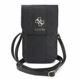 Taška na telefon Guess PU 4G Peony Stripe Metal Logo, černá