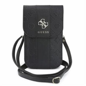 Guess PU 4G Peony Stripe Metal Logo Taška na Telefon Black