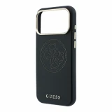 Guess PU Semi Wrap Perforated 4G Logo MagSafe Zadní Kryt pro iPhone 18 Pro Max Black