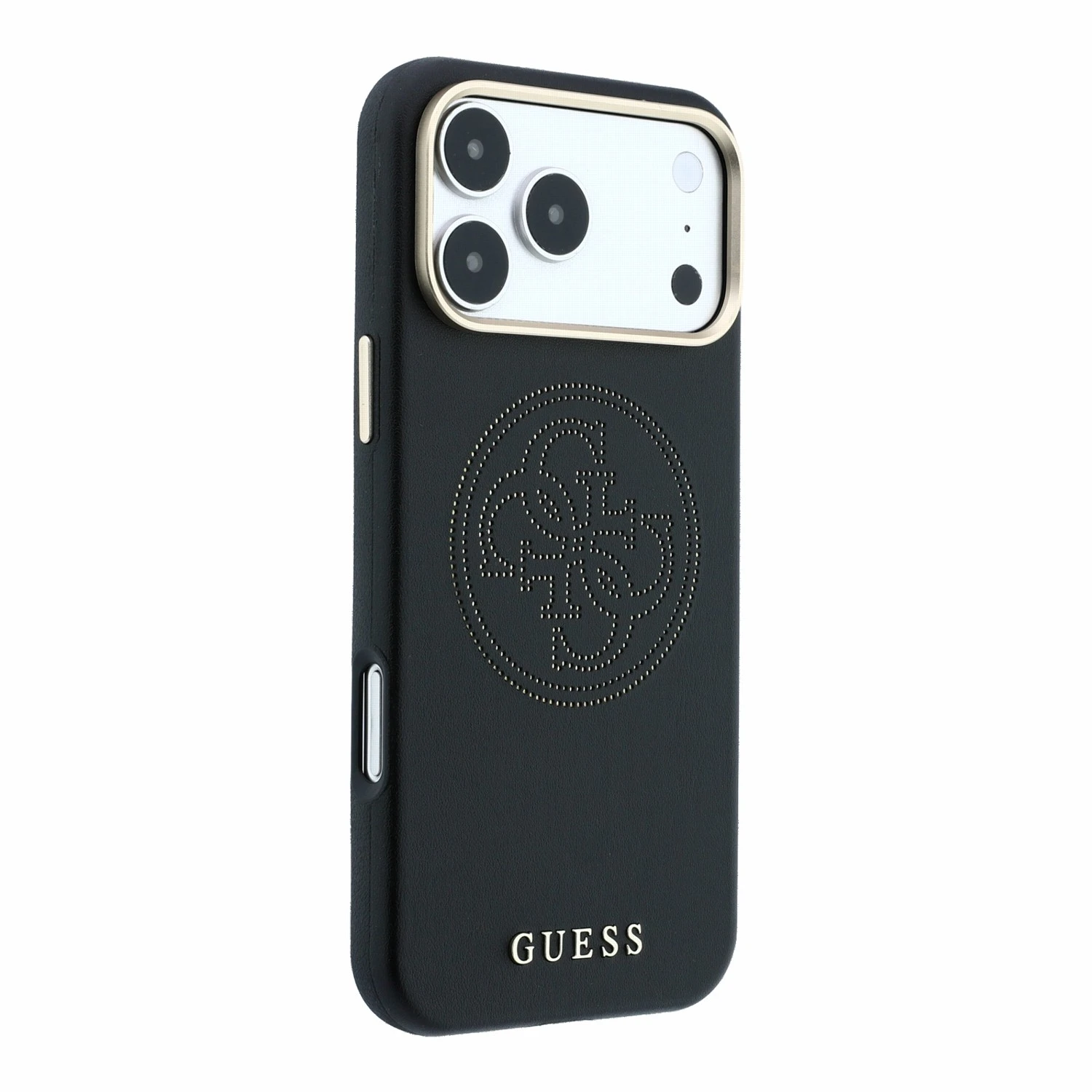 Guess PU Semi Wrap Perforated 4G Logo MagSafe Zadní Kryt pro iPhone 18 Pro Max Black