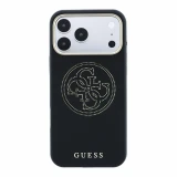 Guess PU Semi Wrap Perforated 4G Logo MagSafe Zadní Kryt pro iPhone 18 Pro Black