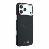 Guess PU Semi Wrap Perforated 4G Logo MagSafe Zadní Kryt pro iPhone 18 Pro Black