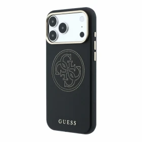 Guess PU Semi Wrap Perforated 4G Logo MagSafe Zadní Kryt pro iPhone 18 Pro Black