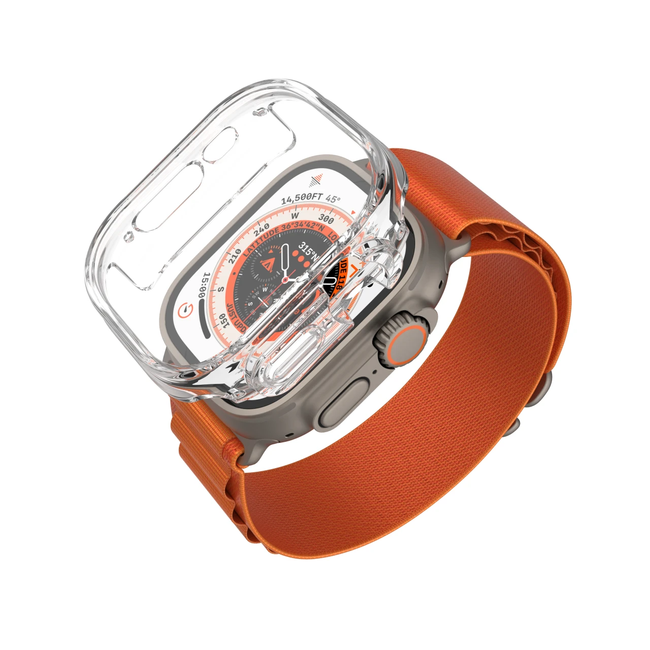 Ochranné pouzdro FIXED Pure Watch s temperovaným sklem pro Apple Watch Ultra 49 mm, čirá
