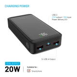 Powerbanka FIXED Zen2 20 s LCD displejem a výstupem PD 20W, 20 000 mAh, černá