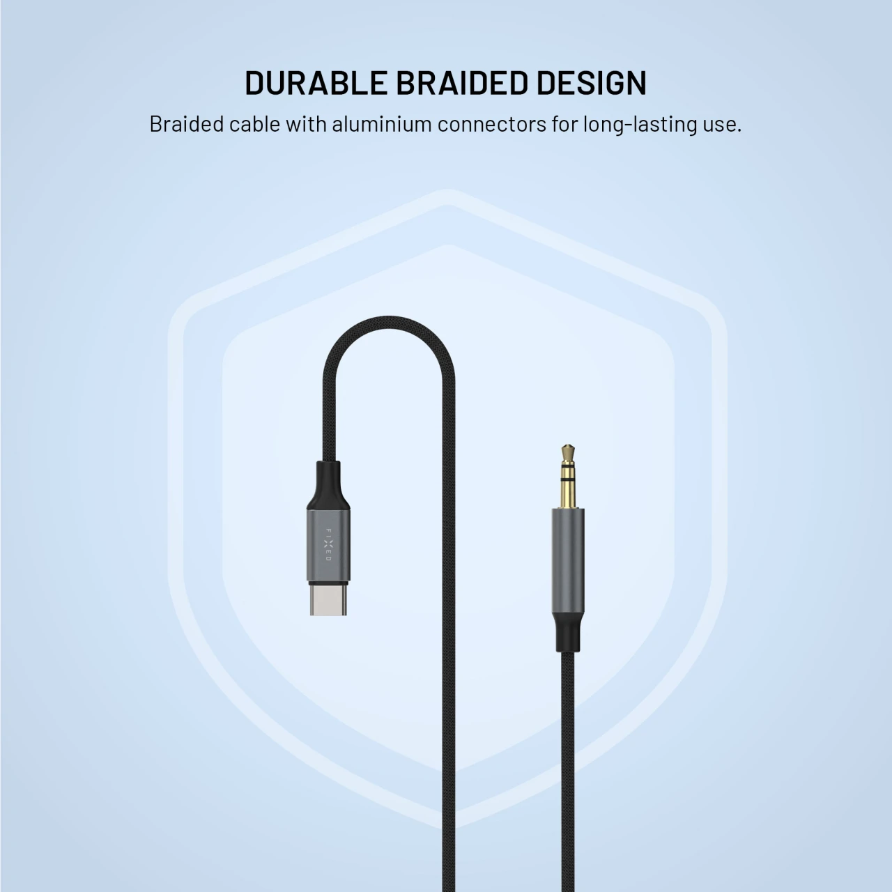 Audio kabel FIXED Link USB-C na 3,5mm jack, 1.5m, space gray