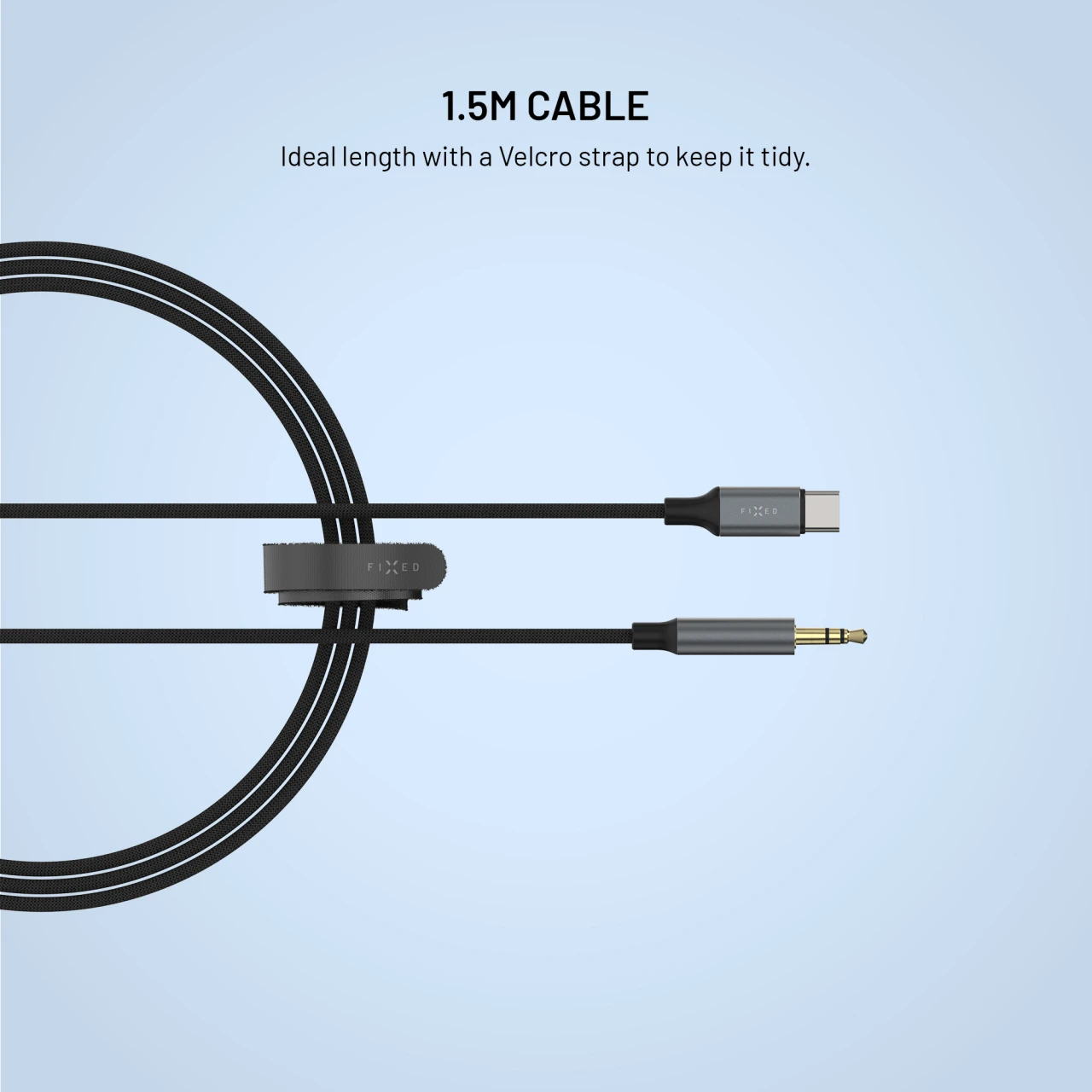 Audio kabel FIXED Link USB-C na 3,5mm jack, 1.5m, space gray