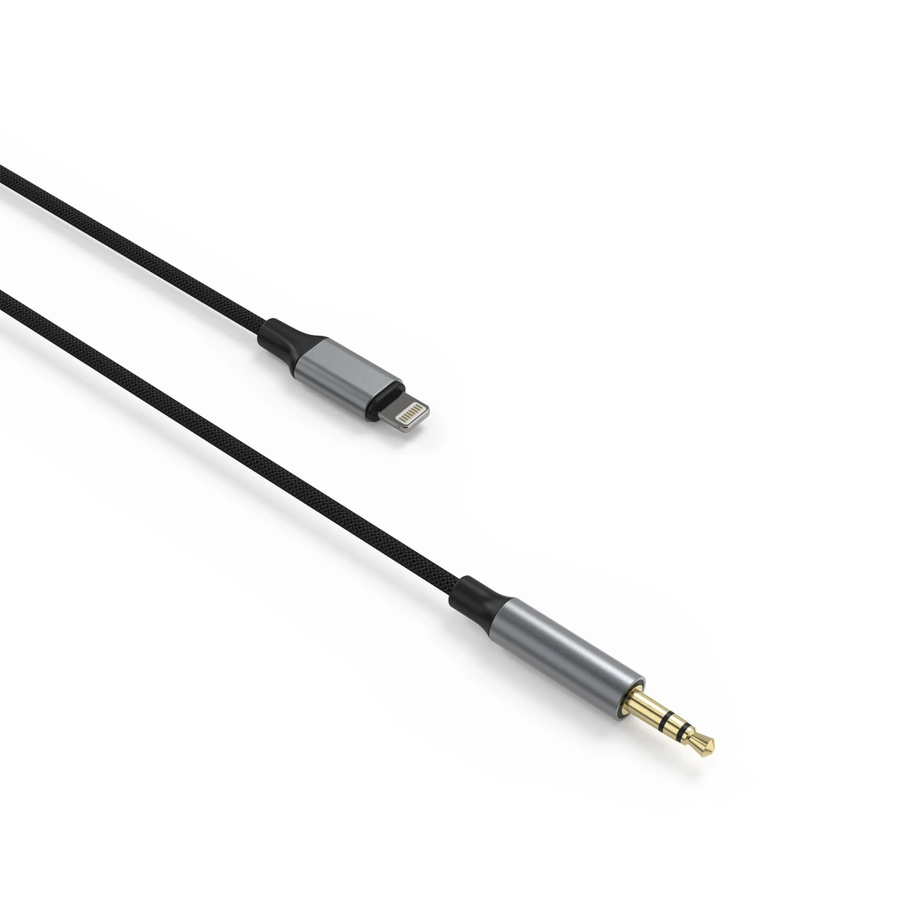 Audio kabel FIXED Link Lightning na 3,5mm jack, 1.5m, space gray