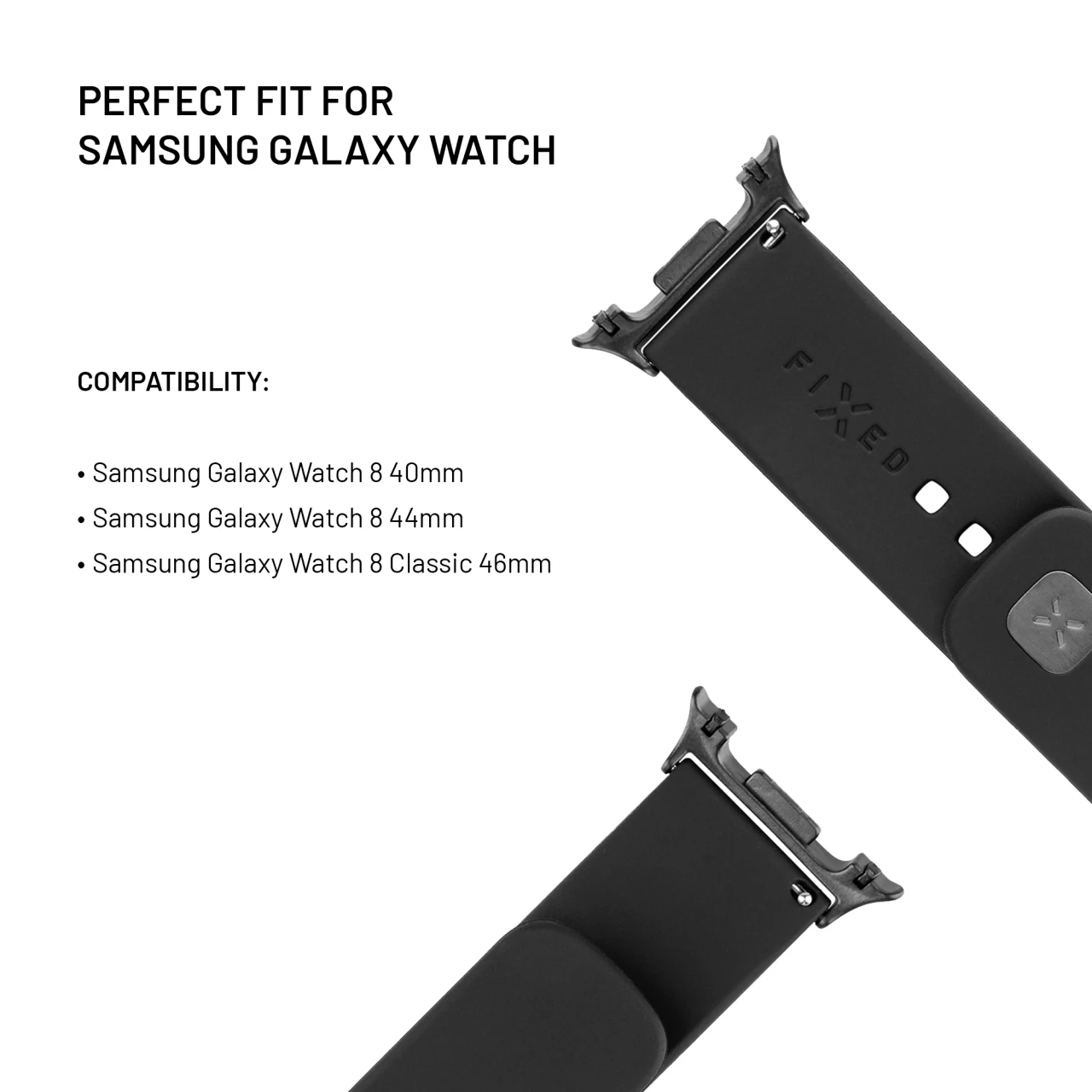 Set silikonových řemínků FIXED Silicone Sporty Strap pro Samsung Galaxy Watch 9/8, černá