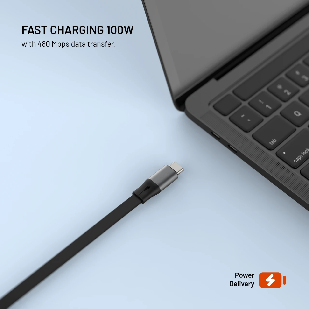 Navíjecí kabel FIXED Retractable Cable s konektory USB-C/USB-C, 1m, PD 100W, 480Mbps, šedá