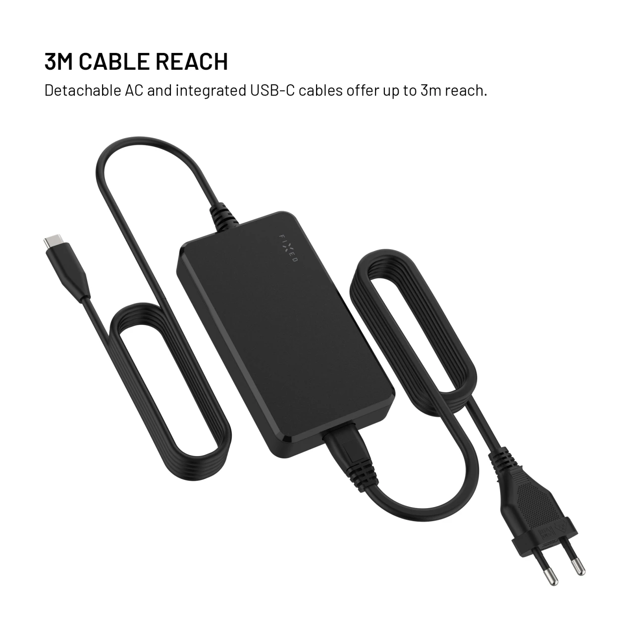 Nabíjecí GaN adaptér FIXED pro notebooky s USB-C, podpora PD 3.0, 100W, černá