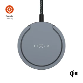 Bezdrátová nabíječka FIXED MagPad Pro s Qi2, podporou MagSafe a stojánkem, 15W, šedá