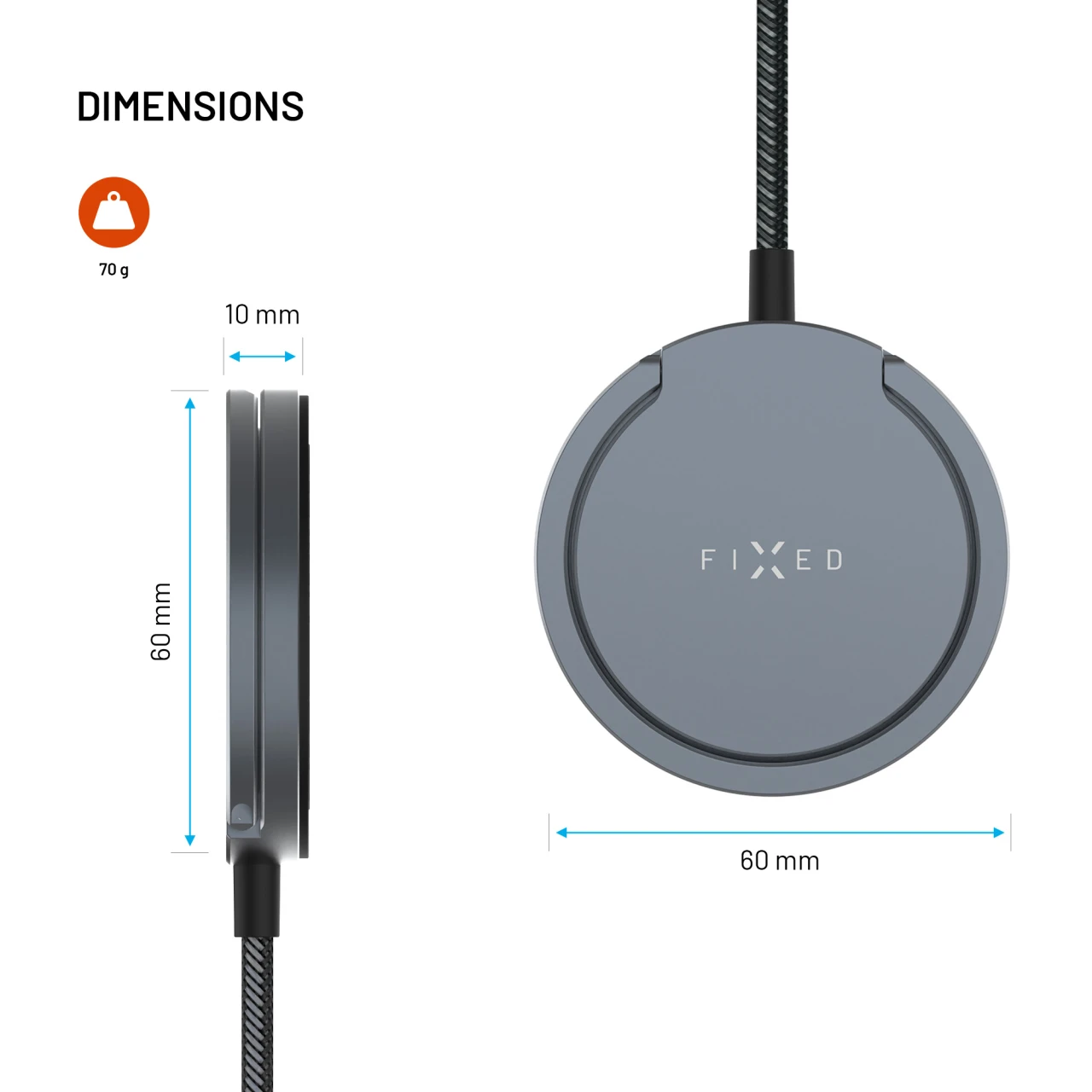 Bezdrátová nabíječka FIXED MagPad Pro s Qi2, podporou MagSafe a stojánkem, 15W, šedá