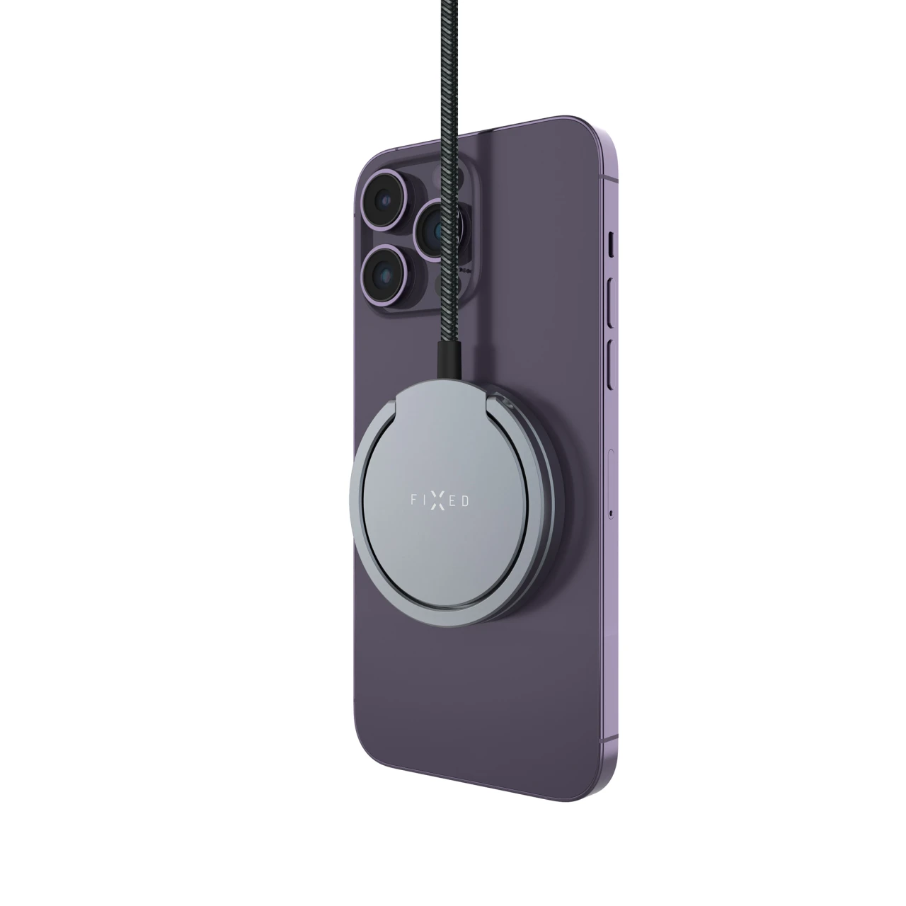 Bezdrátová nabíječka FIXED MagPad Pro s Qi2, podporou MagSafe a stojánkem, 15W, šedá