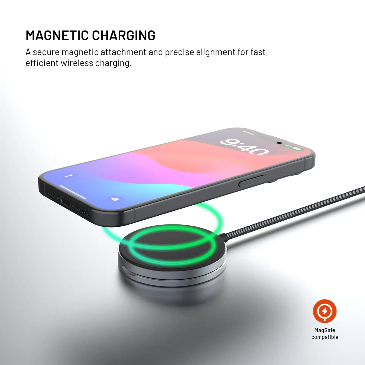 Bezdrátová nabíječka FIXED MagPad Pro s Qi2, podporou MagSafe a stojánkem, 15W, šedá