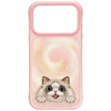 NIMMY case BIG EYED LYING RAGDOLL CAT compatible with MagSafe for IPHONE 18 Pro/17 Pro pink