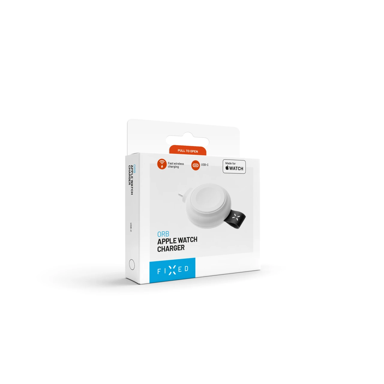Magnetický nabíjecí adaptér FIXED Orb pro Apple Watch s podporou rychlonabíjení, MFi certifikace, bílá