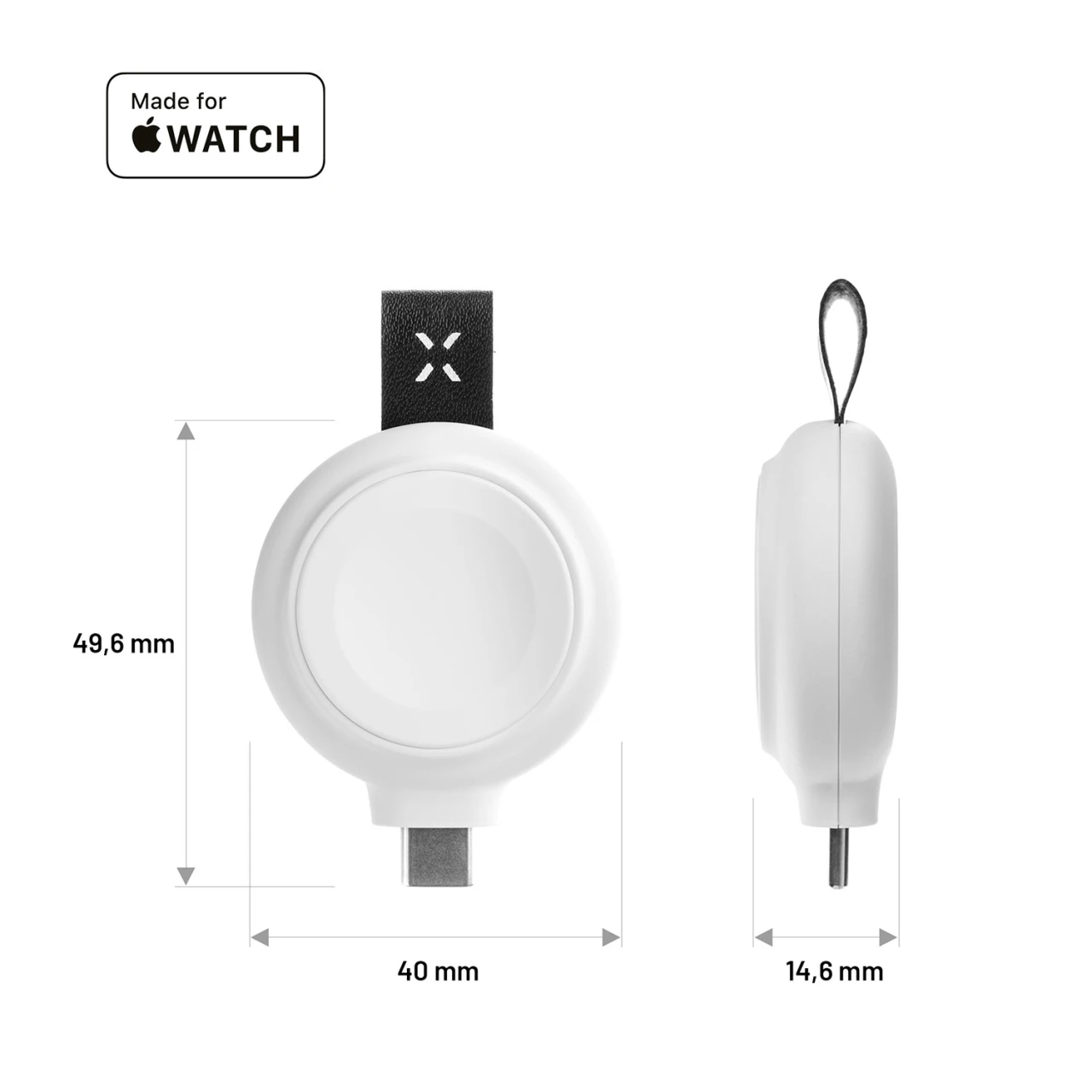 Magnetický nabíjecí adaptér FIXED Orb pro Apple Watch s podporou rychlonabíjení, MFi certifikace, bílá