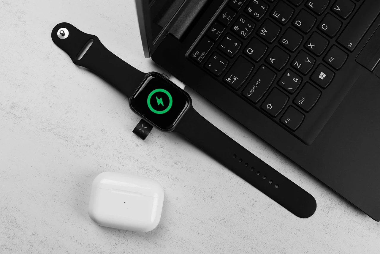 Magnetický nabíjecí adaptér FIXED Orb pro Apple Watch s podporou rychlonabíjení, MFi certifikace, bílá