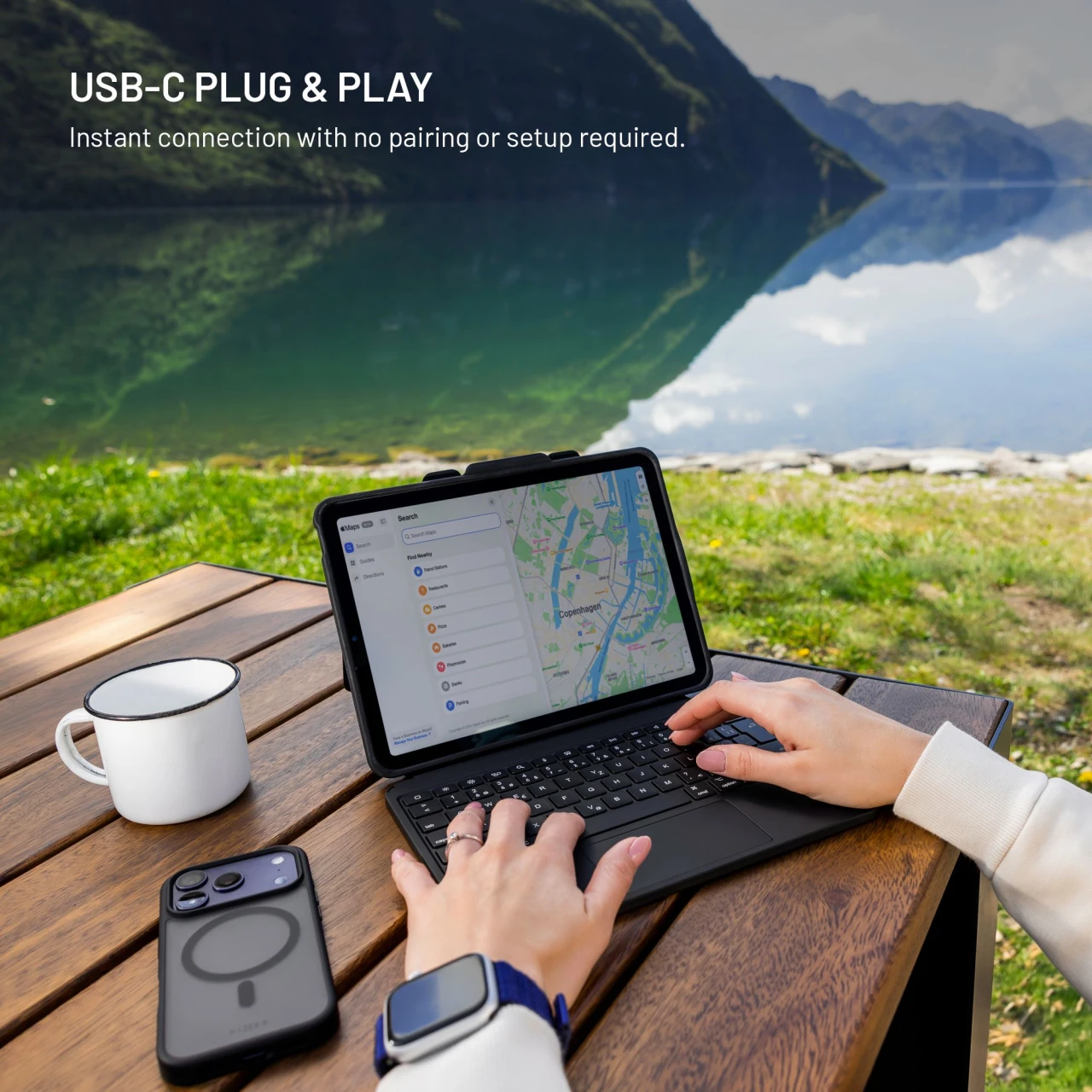 Pouzdro s USB-C klávesnicí FIXED Typee Enduro pro Apple iPad Pro 11" (2018-2022)/iPad Air (2020-2026), CZ, černá