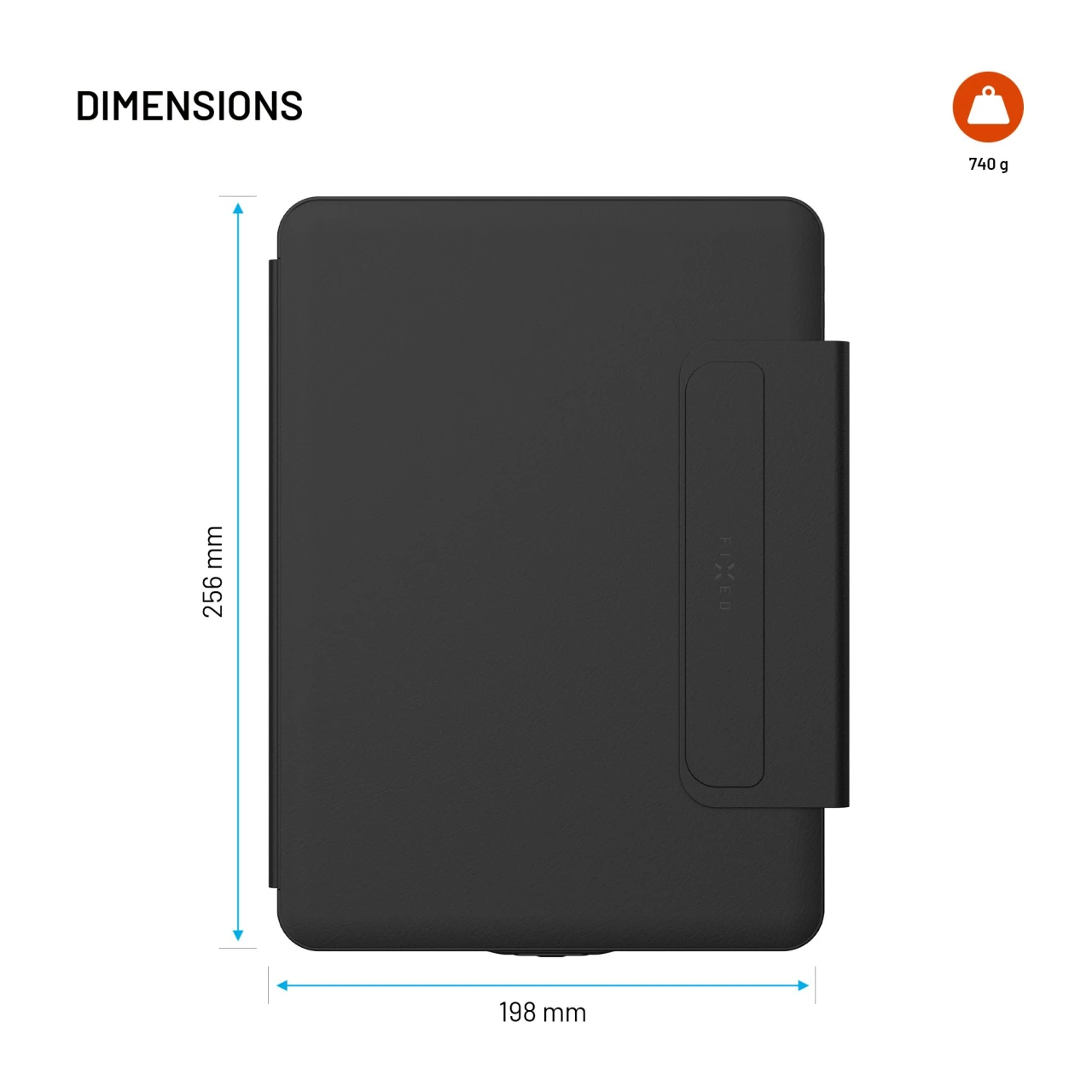 Pouzdro s USB-C klávesnicí FIXED Typee Enduro pro Apple iPad 10,9" (2022)/iPad 11" (2025), CZ, černá