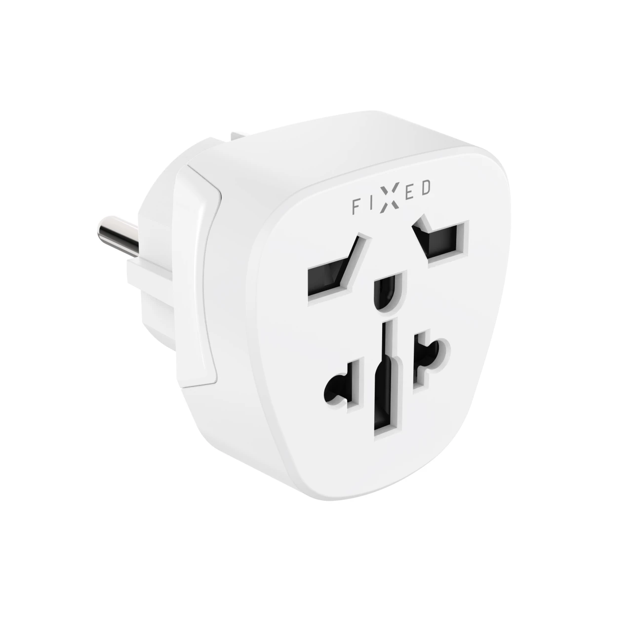 Adaptér FIXED EU Adapter 2 pro zapojení UK, US, AUS zařízení do EU zásuvek, bílá