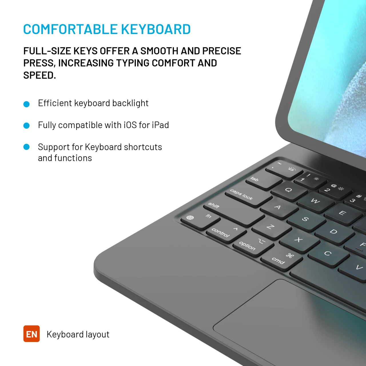 Pouzdro s bezdrátovou klávesnicí FIXED Typee pro Apple iPad Pro 11" M4 2024/M5 2025, EN, černá